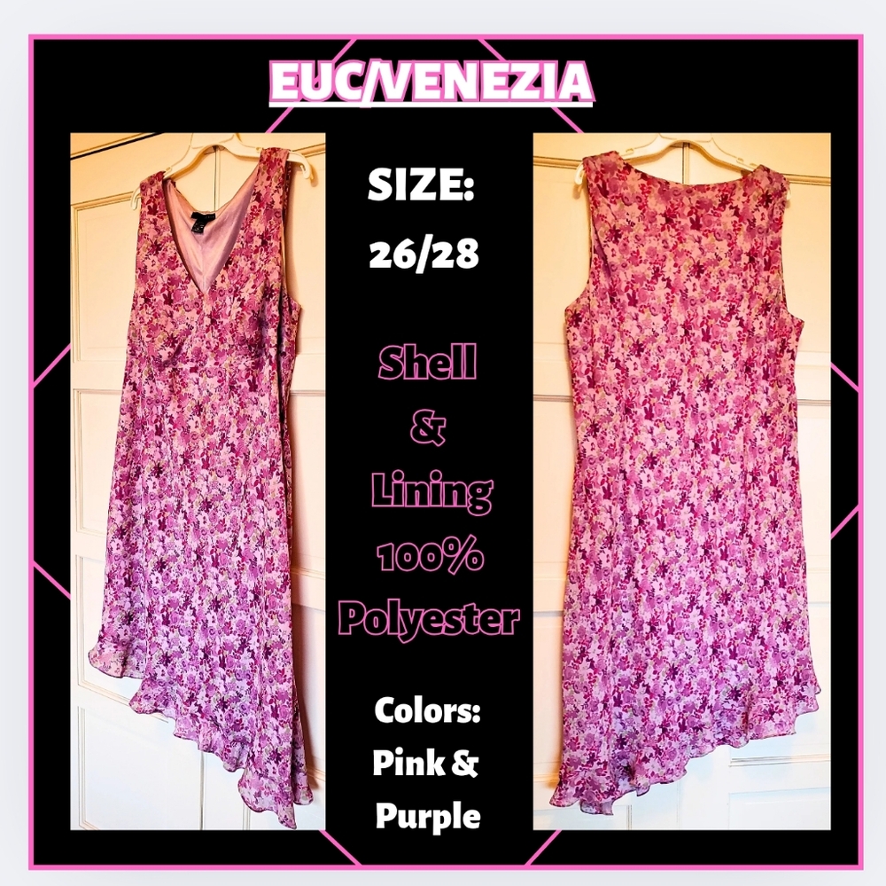 🔥EUC / Venezia / Pink and Purple / Sleevless Floral Dress / 26/28W